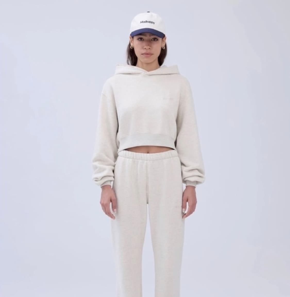 매드해피 클래식 후디 크롭 오트밀 후드티 맨투맨 상품이미지6