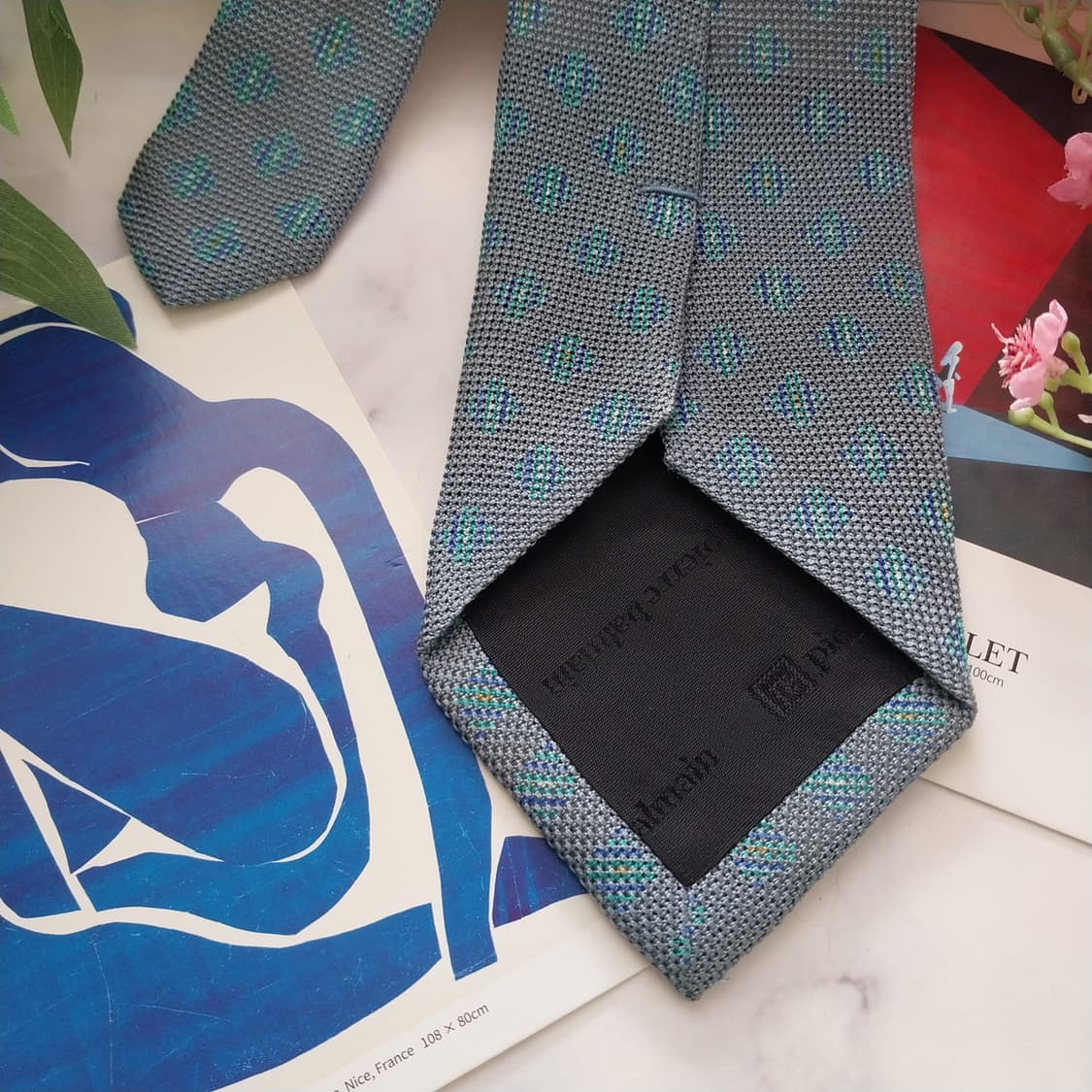 발망 실크 블루 패턴 넥타이 8.1cm A+~A등급 K1409
 상품이미지8