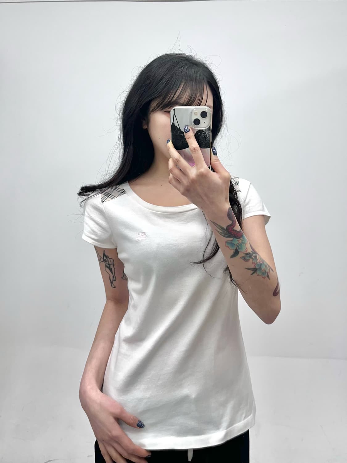 Burberry 블루라벨 노바체크 핑크 로고 반팔티 상품이미지1