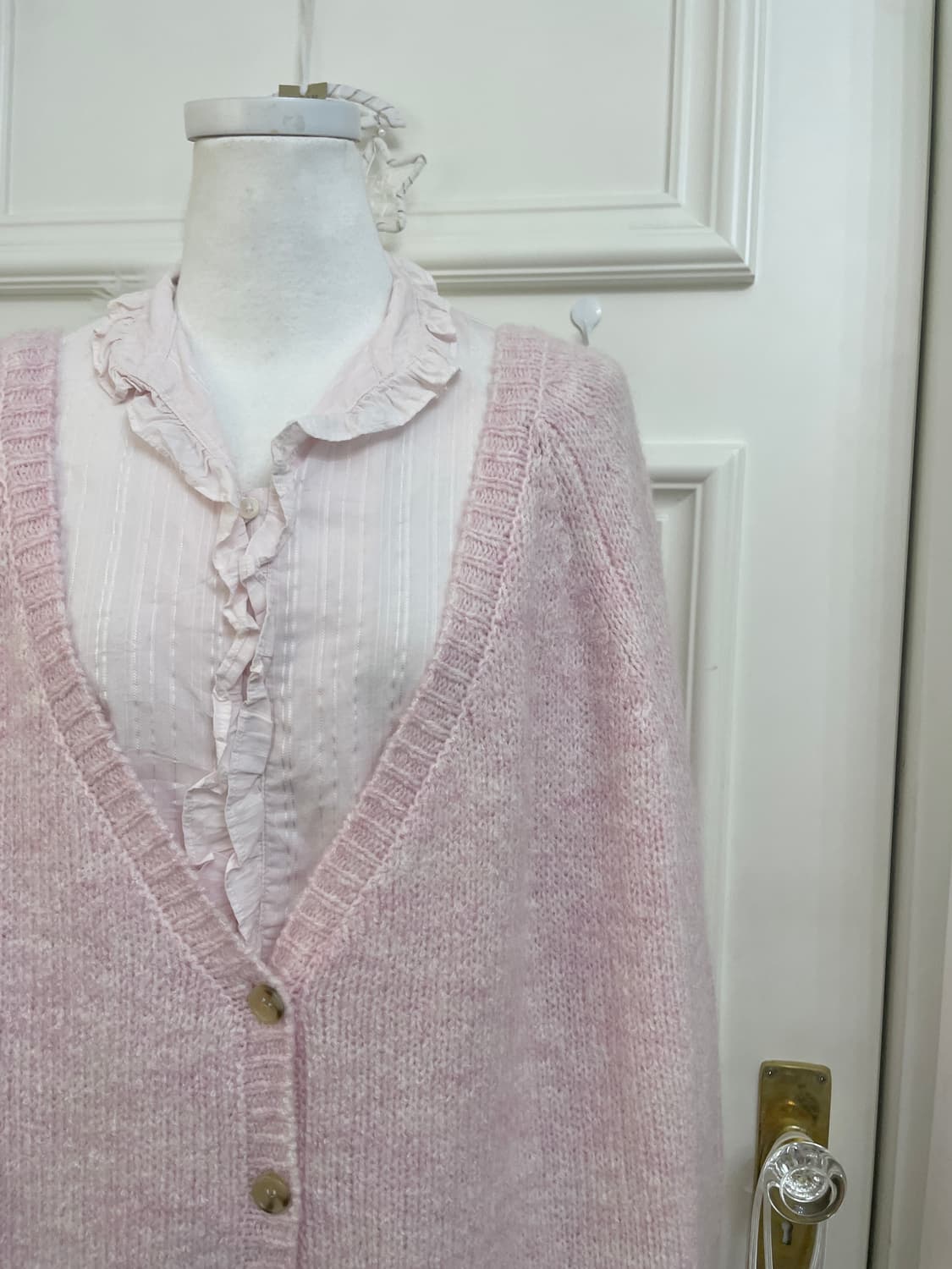 pink melange back point over cardigan 상품이미지6