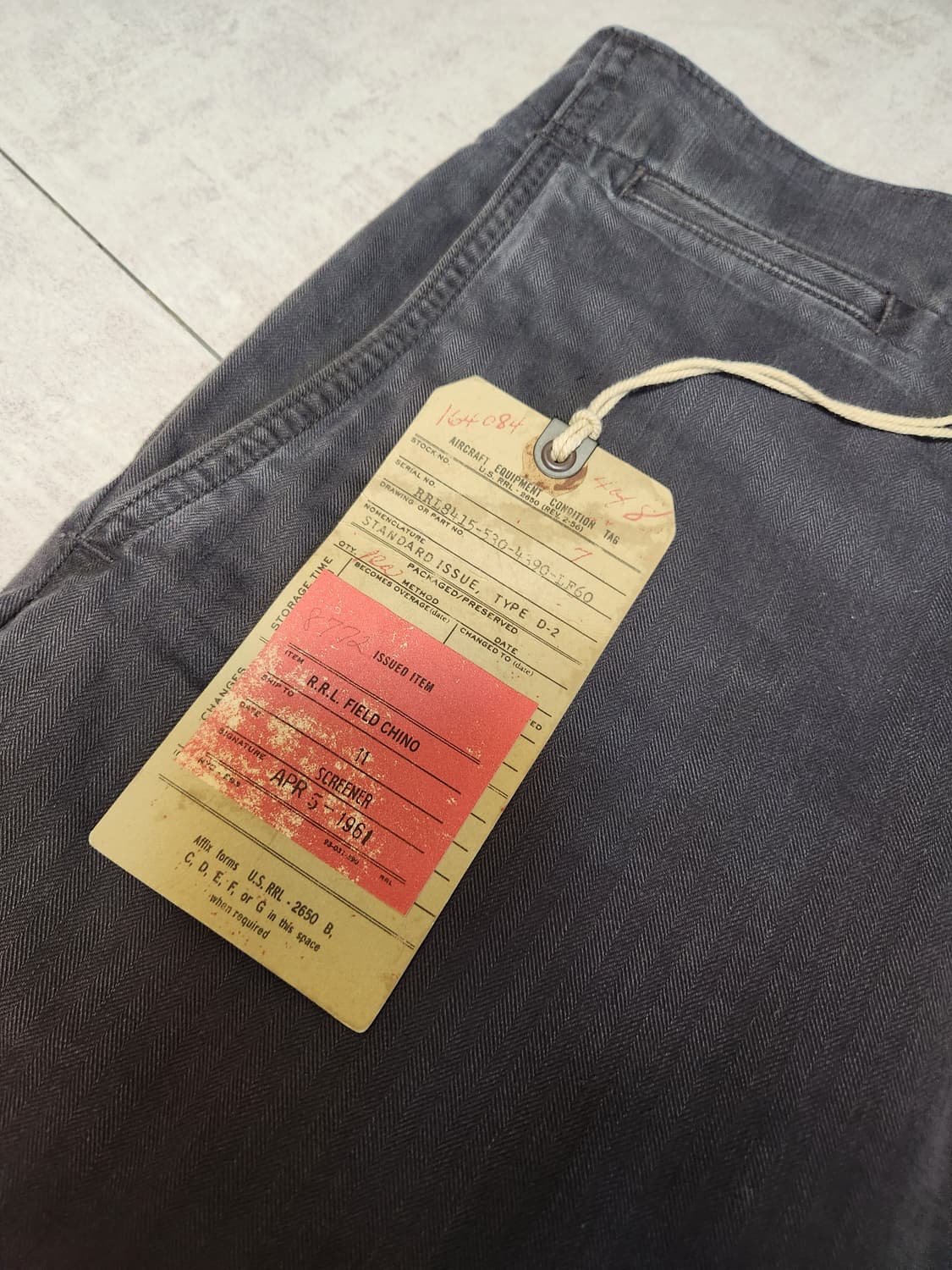 [W31 L32] RRL 가먼트다잉 헤링본 팬츠 블랙 상품이미지2