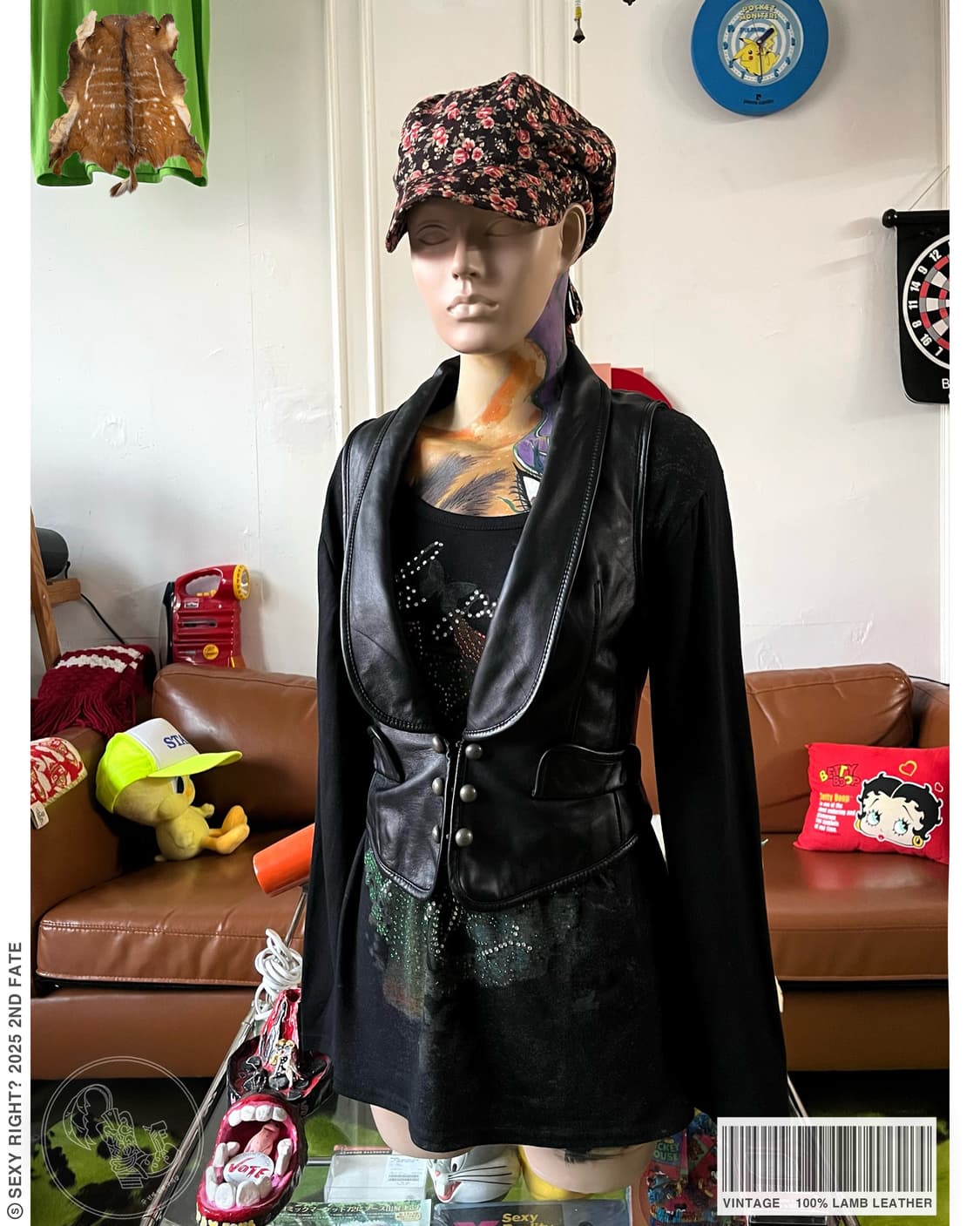 Vintage Real Sheepskin Leather Vest 상품이미지1