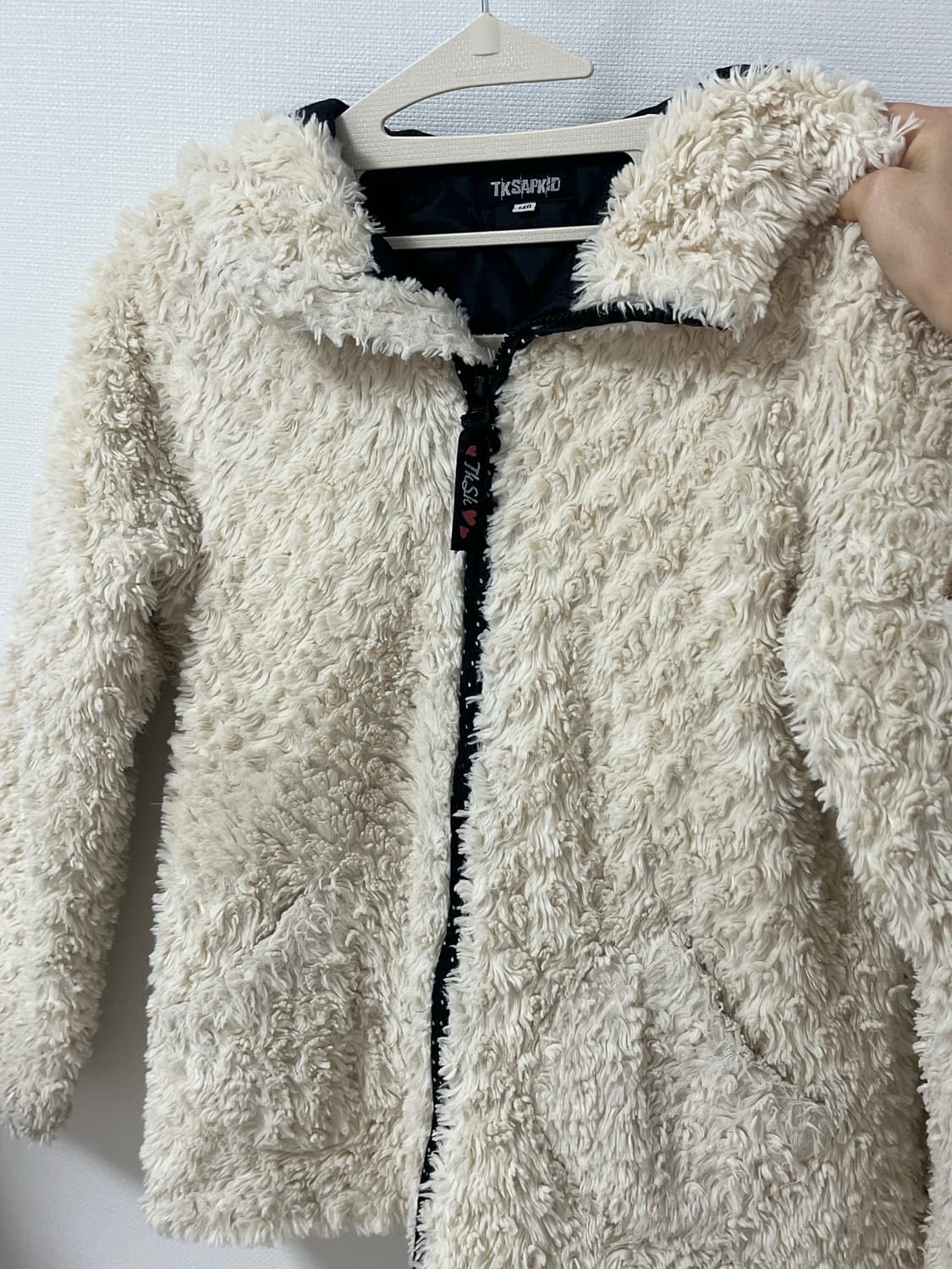 빈티지 라떼 도트 네코미미 털 후드집업 상품이미지2