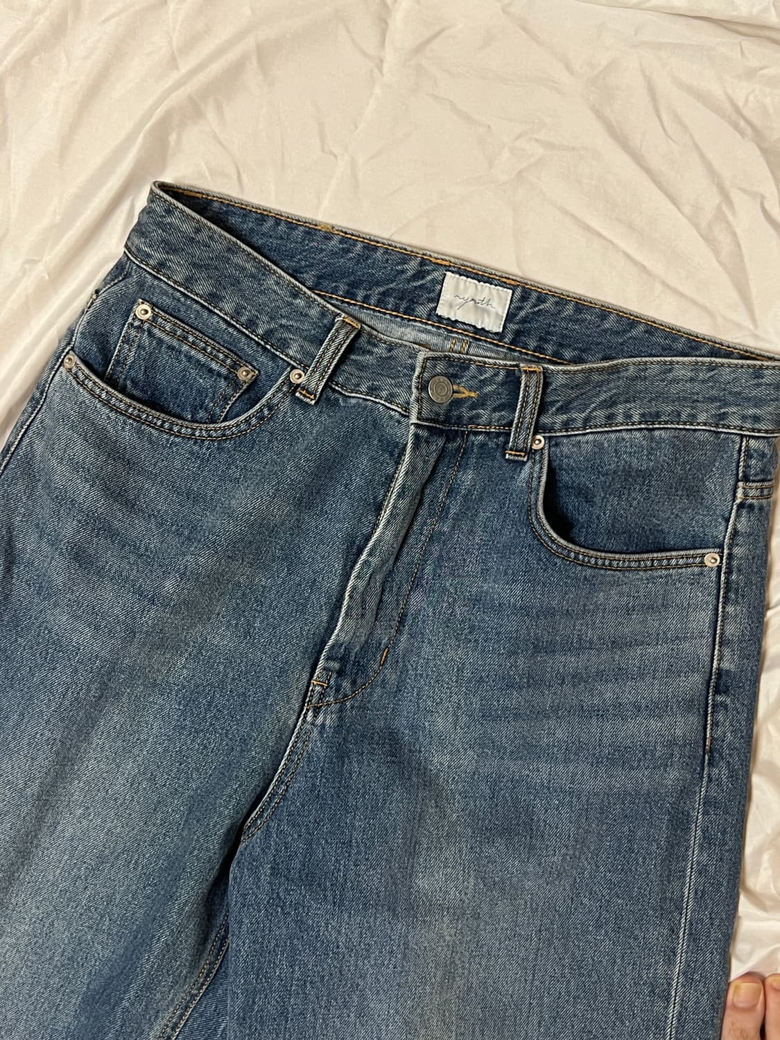 [M] 24ss 유스 와이드 데님 팬츠 미디엄블루 중청 상품이미지1