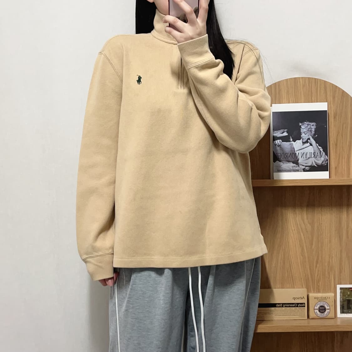 [정품] 폴로 베이지 / 그린포니 반집업 니트 [ M ] 상품이미지2