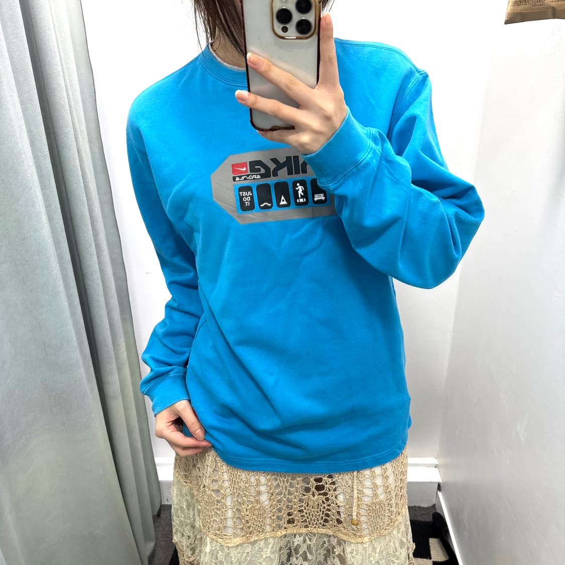 나이키 블루 레이어드 스웻셔츠 상품이미지1