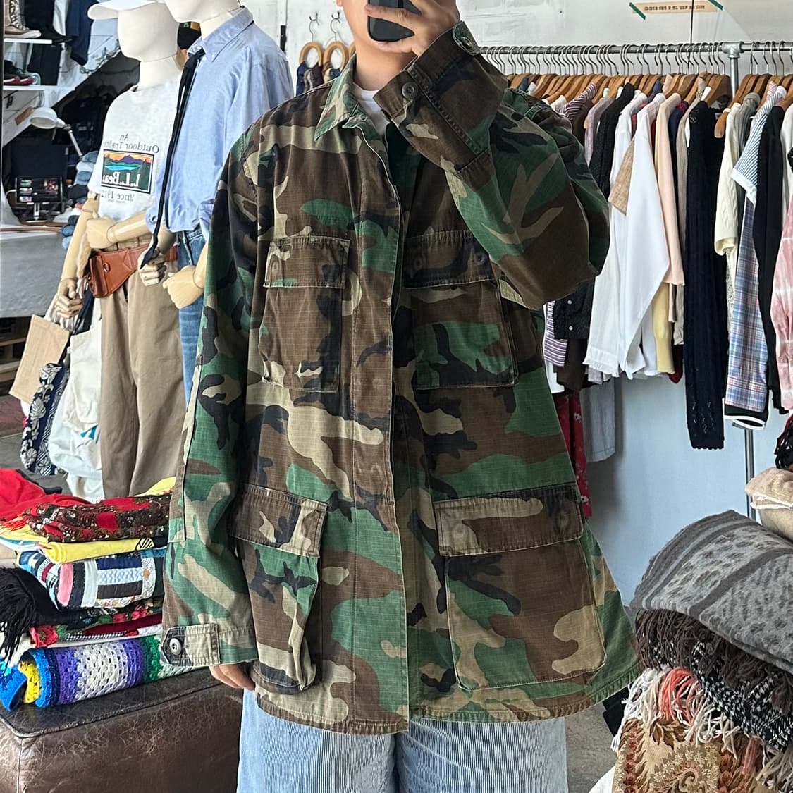 (착용컷) U.S.ARMY B.D.U. 립스탑 카모 퍼티그 자켓 (L) 상품이미지3