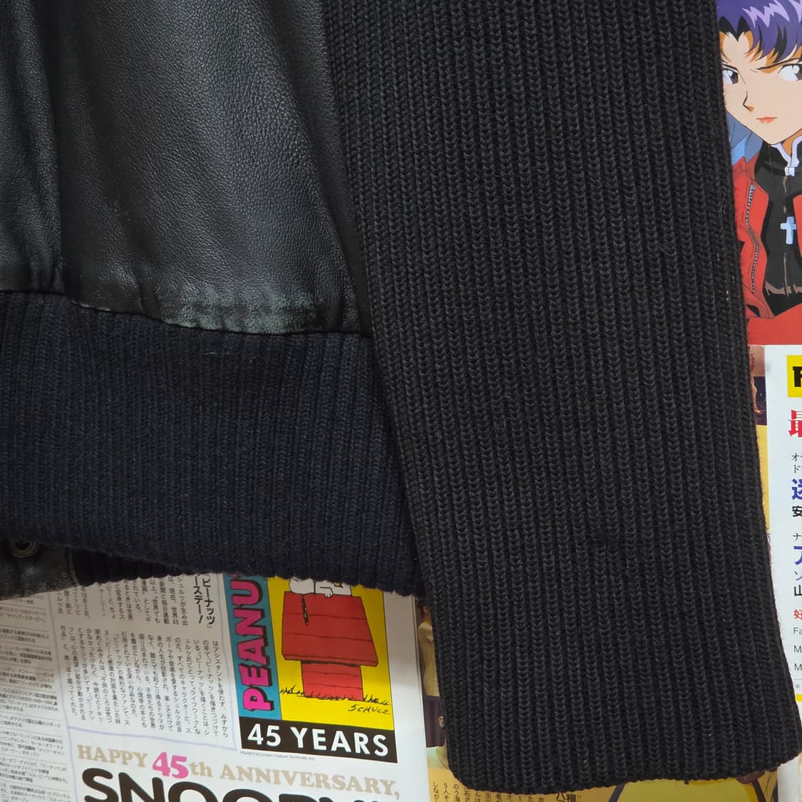 빈티지 양가죽 니트 배색 넥버클 블랙 누빔 자켓 상품이미지8