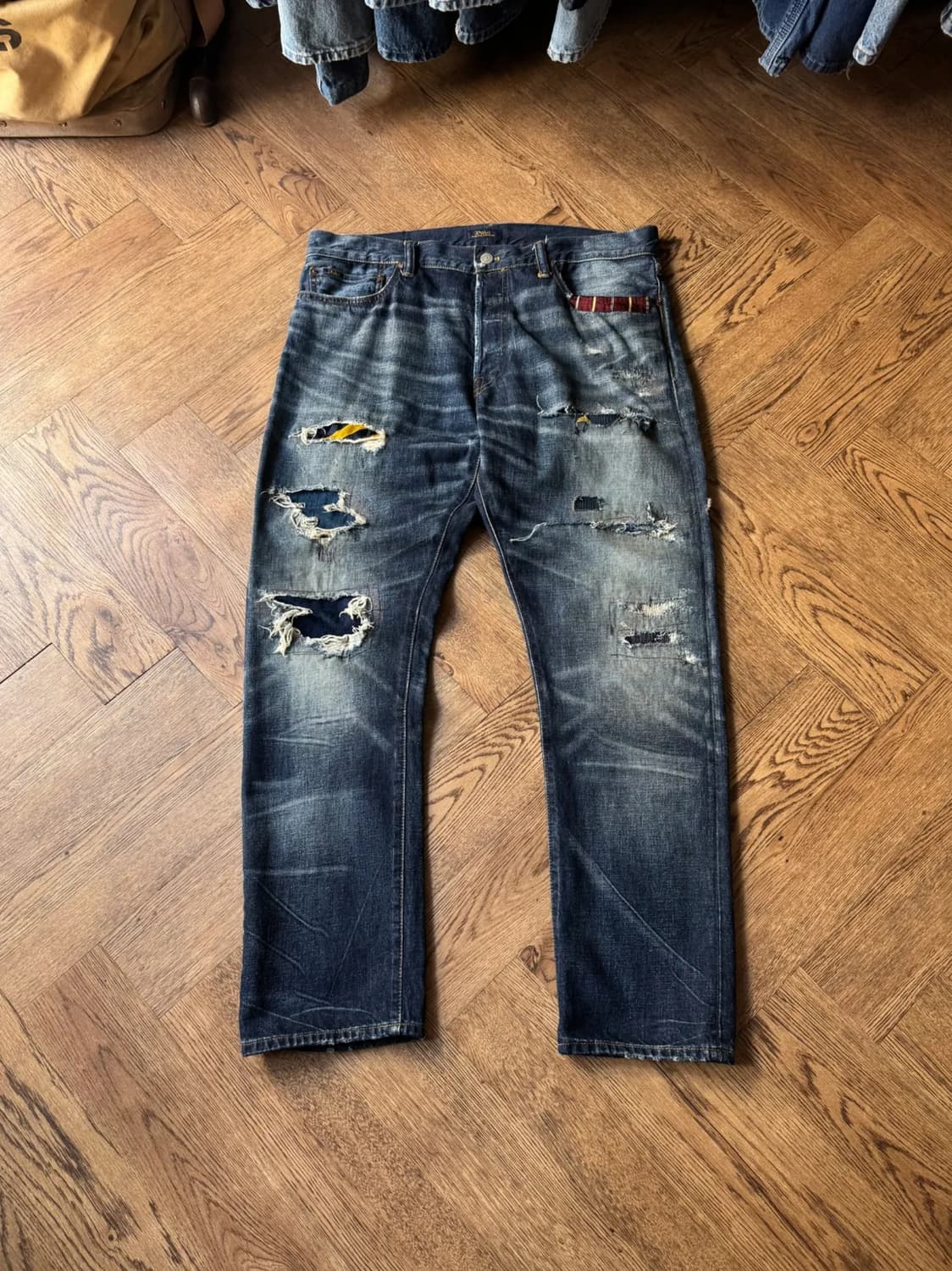 [36]폴로 랄프로렌 커스텀 리페어드 빈티지 페이딩 데님 팬츠 상품이미지1