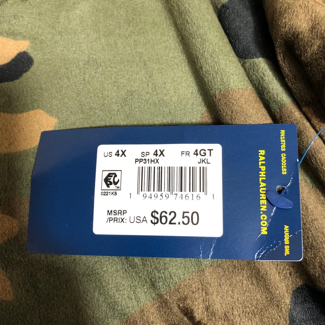 새상품) 폴로 랄프로렌 카모 슬립 수면 후드티 4XL 상품이미지6