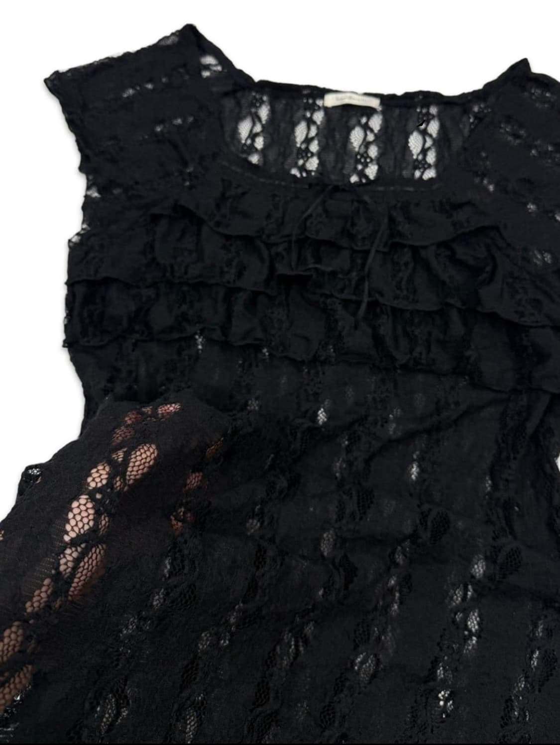 블랙 레이스 프릴 블라우스 상품이미지4