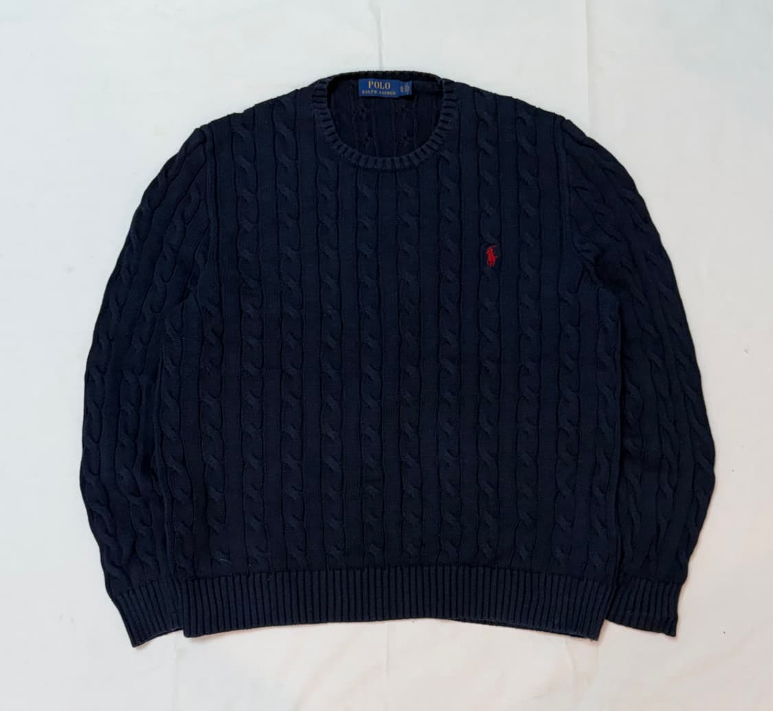 신형) 폴로 랄프로렌 꽈배기 케이블 니트 네이비 상품이미지1