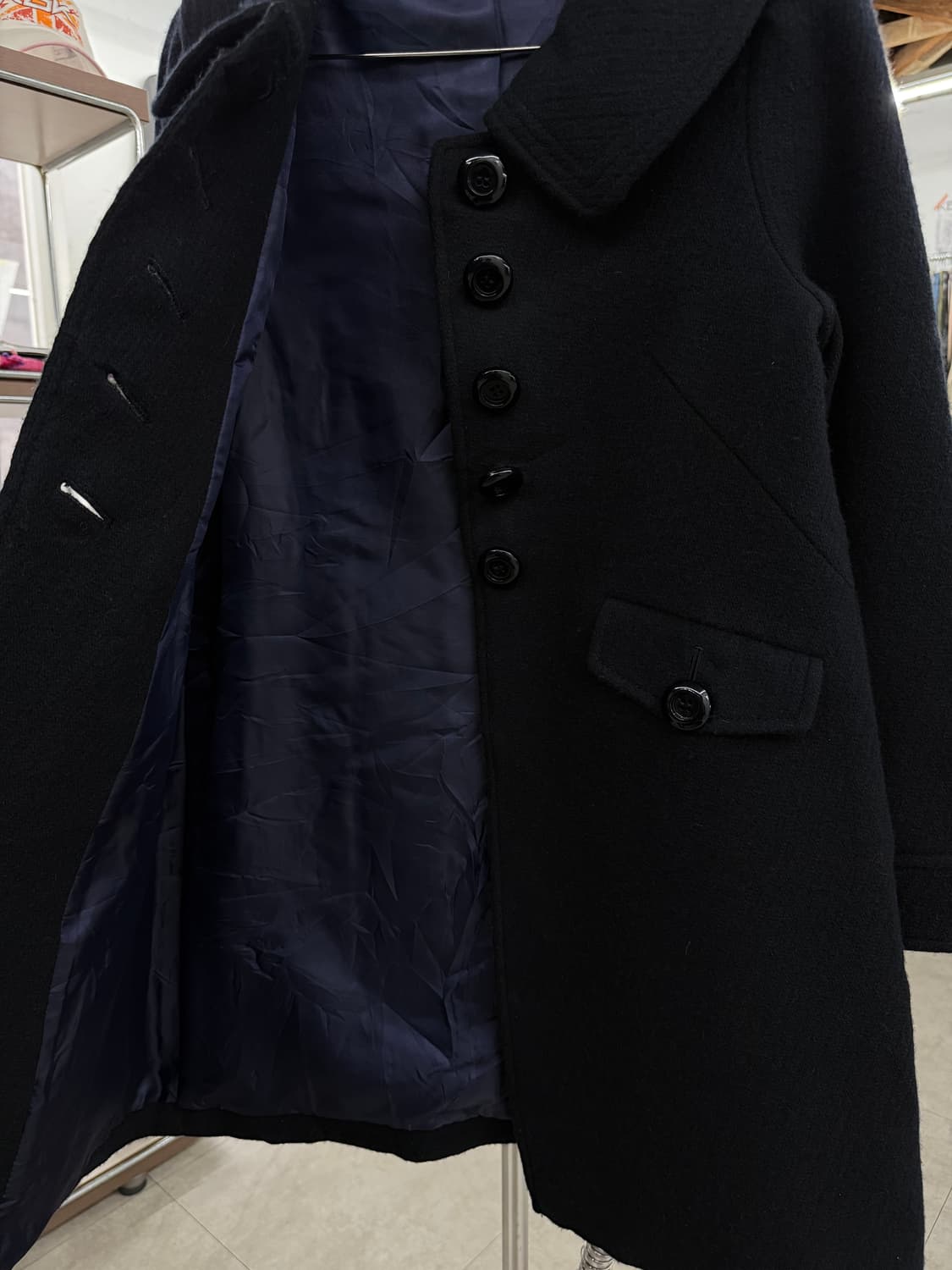 en recre 버튼 울 코트 상품이미지3