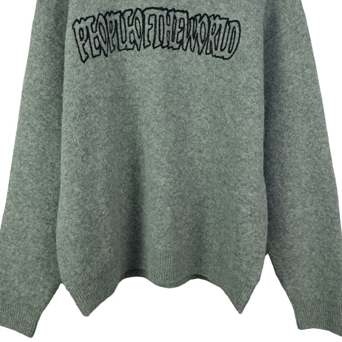 [피플오브더월드] 빅로고 쟈카드 오버핏 니트 그래이 M18843 상품이미지5