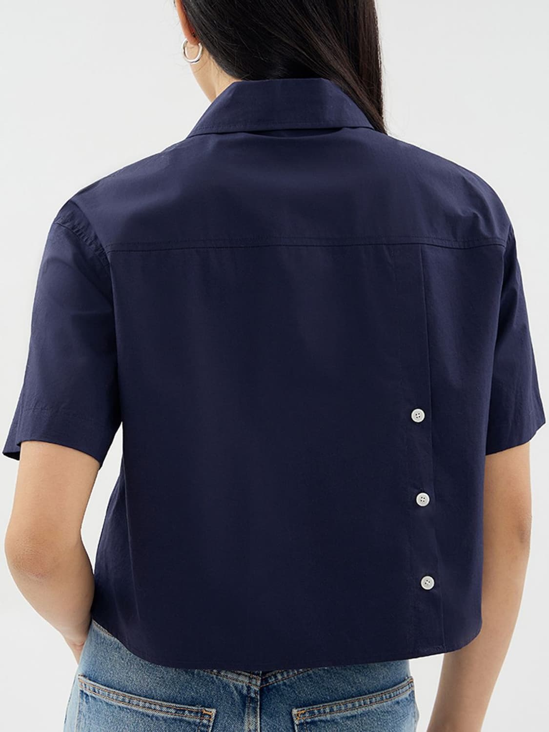 시스티나 백 버튼 크롭 반팔 셔츠 화이트 SISTINA 상품이미지2