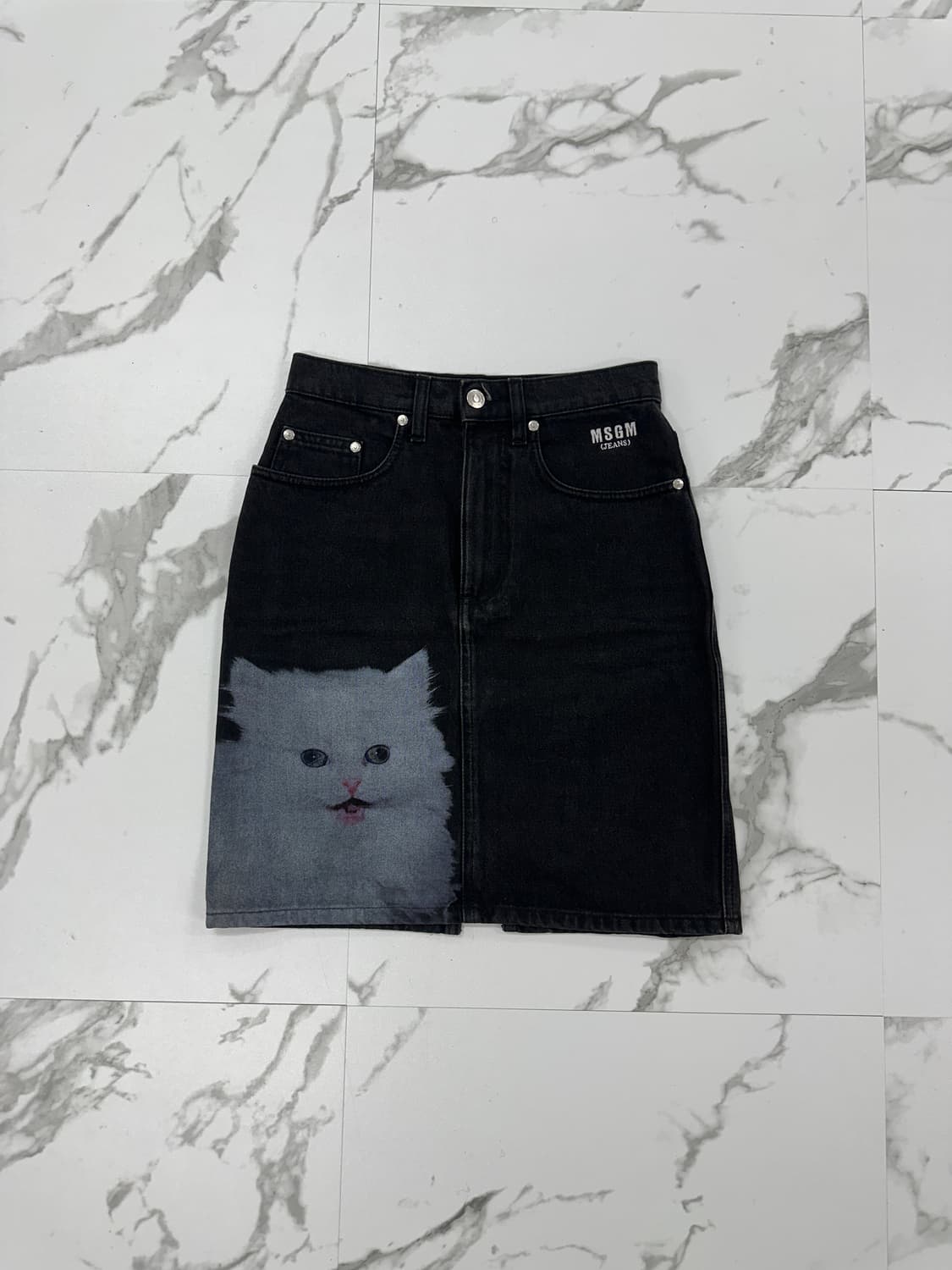 MSGM 캣프린팅 데님 스커트 상품이미지1