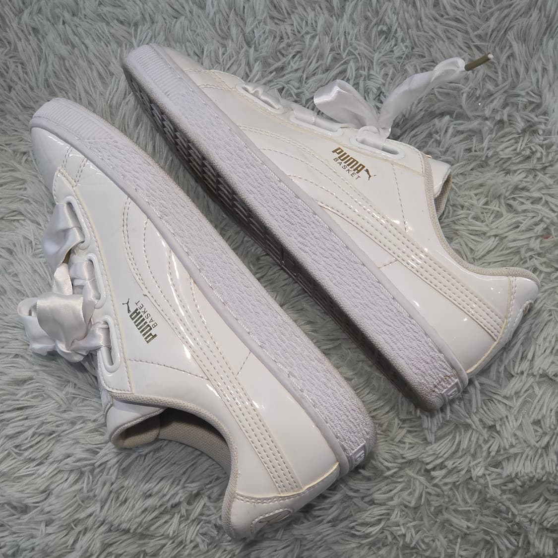 6w-14:푸마 바스켓 패턴 리본 스니커즈 화이트 (23.5cm) 상품이미지8