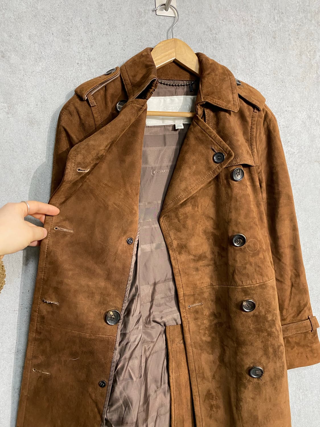 [2] COACH 코치 브라운 스웨이드 트렌치 코트 상품이미지3