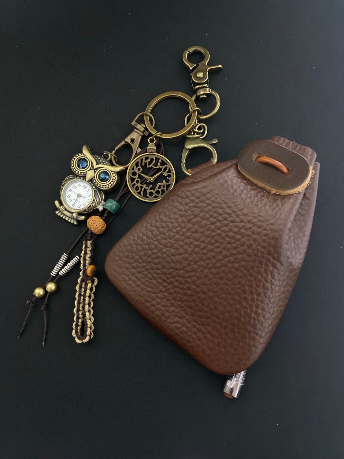 빈티지 가죽 파우치 키링 상품이미지1