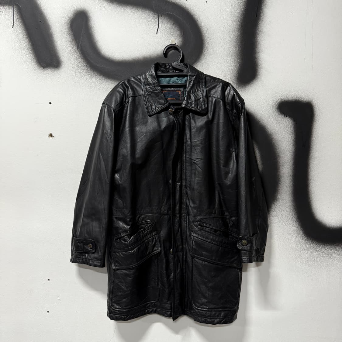 VTG 빈티지 카우 레더 소가죽 롱 코트 자켓 상품이미지1
