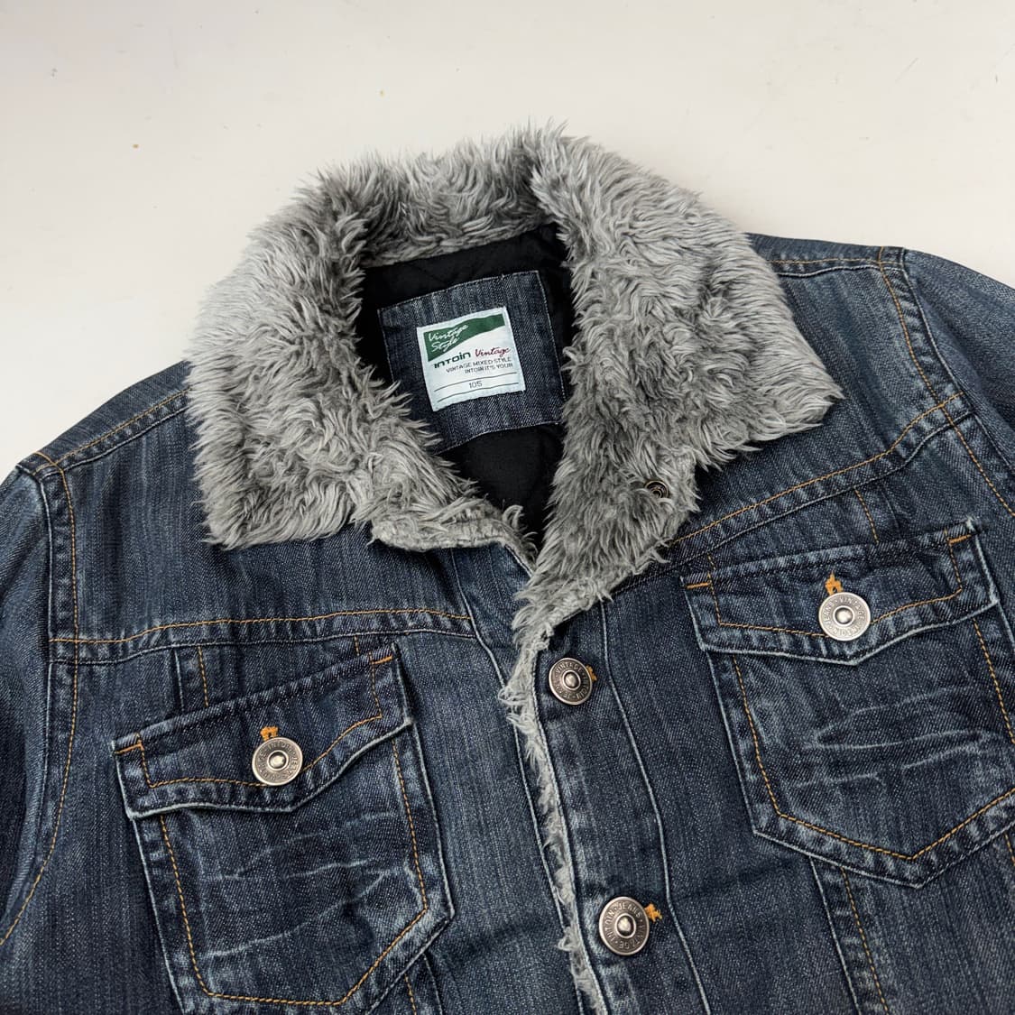 펑크 Y2K 락시크 울프 퍼 빈티지 데님자켓 상품이미지3
