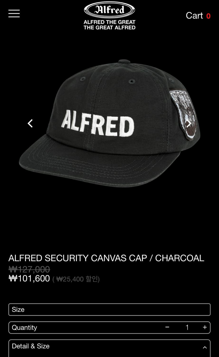 알프레드 세큐리티 캔버스 캡 Free(차콜) 상품이미지1