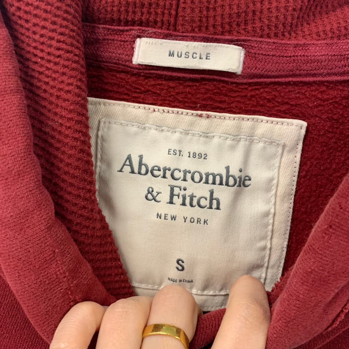 아베크롬비 y2K 와투케 버건디 헤비코튼 후드티 상품이미지7