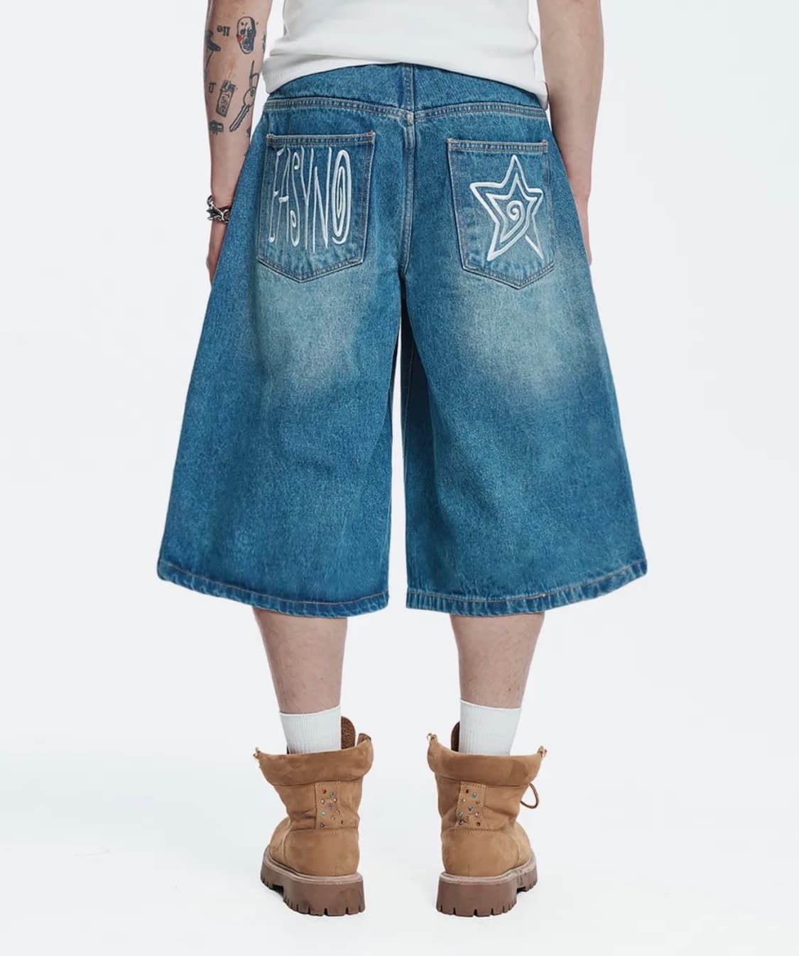 Easy no easy 이지노이지 스타 8부 데님 버뮤다팬츠 (딥블루) 상품이미지1