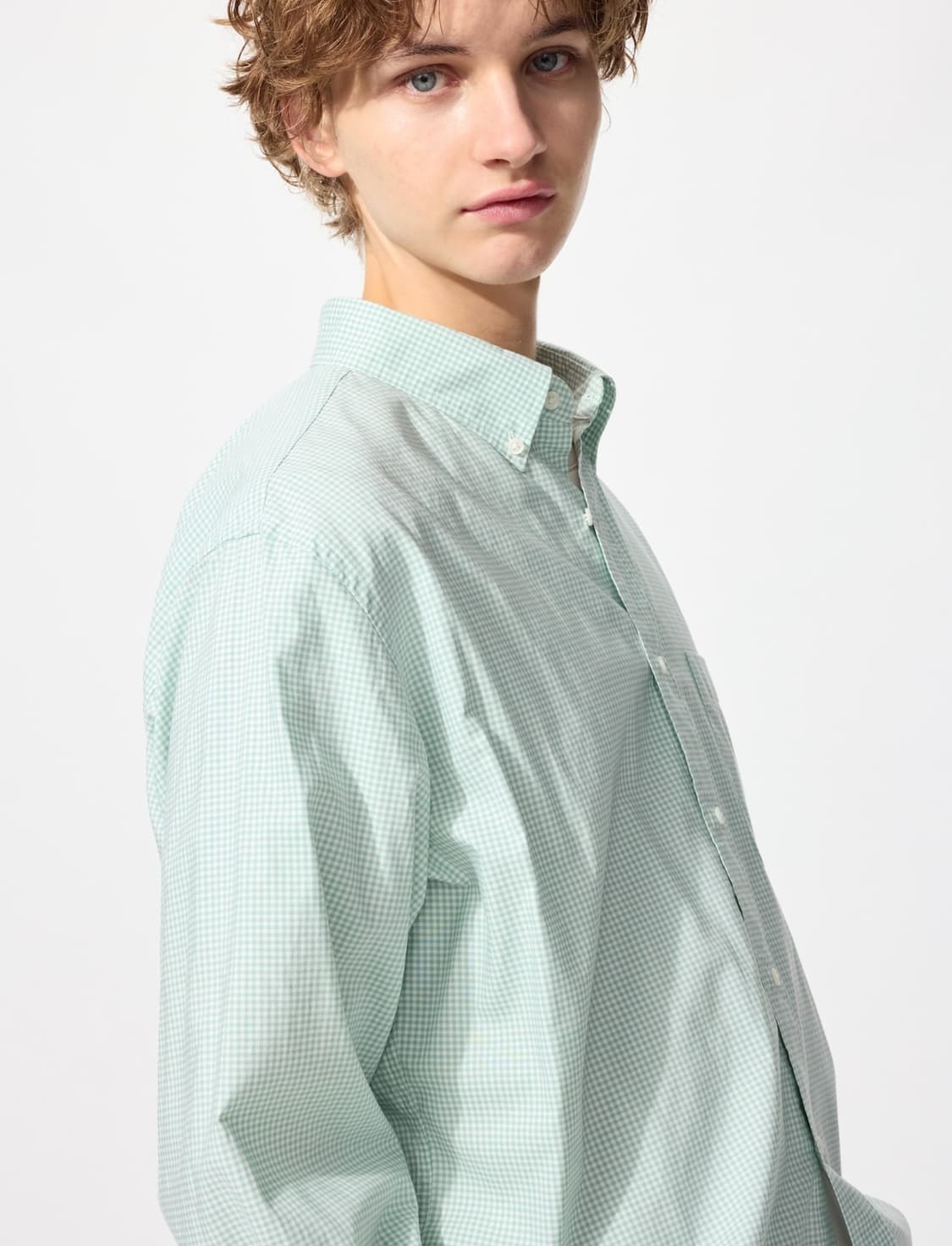 [M] 유니클로 브로드클로스셔츠 체크 긴팔 상품이미지1