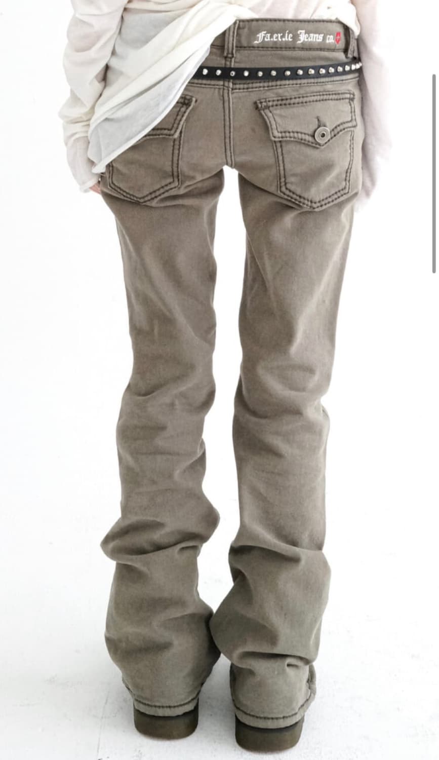 샵페어리 스티치 로우라이즈 팬츠 카키 m 상품이미지2