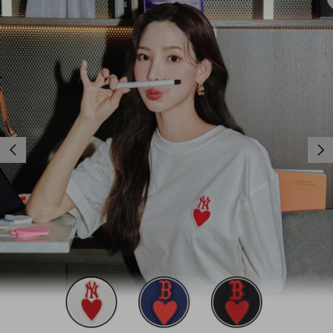 L ) MLB 하트 스몰로고 오버핏 반팔티 상품이미지1