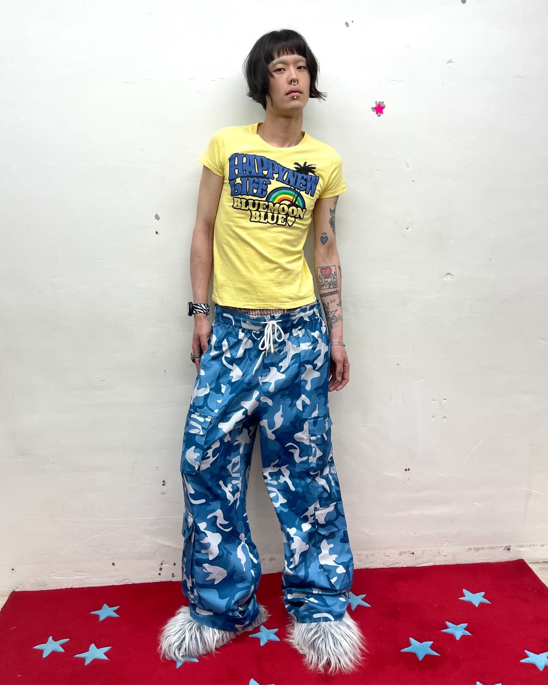 Blue Moon Big Rainbow Yellow T-shirt 상품이미지5