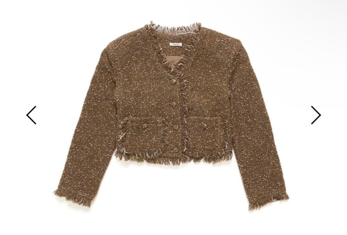 누아르나인 프린지 트위드 울 누빔 자켓 상품이미지3