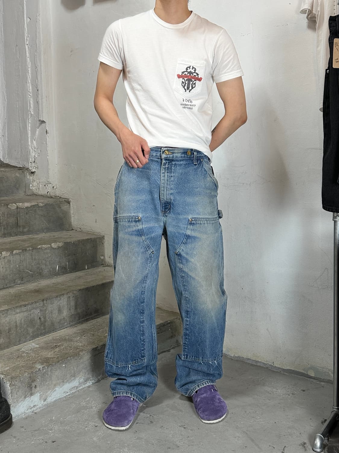 00's OG 칼하트 B07 더블니 팬츠 칼하트 데님 더블니 미친페이딩 상품이미지2