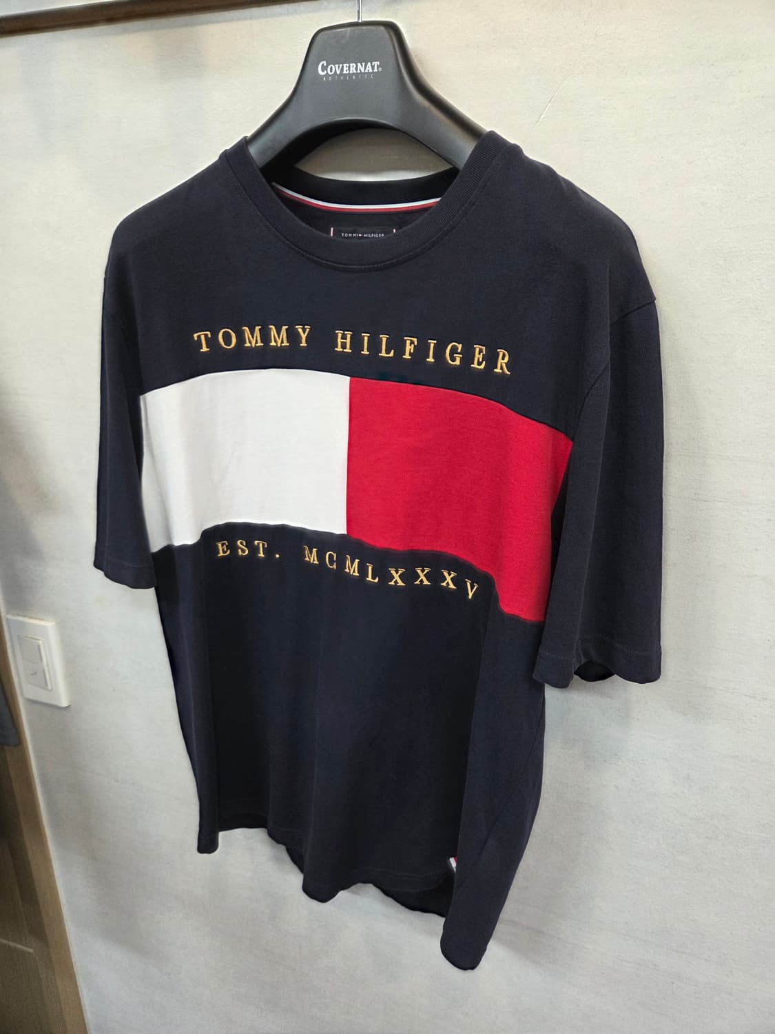 타미힐피거 빅플래그 골드 레터링 자수 반팔 L xl 상품이미지5