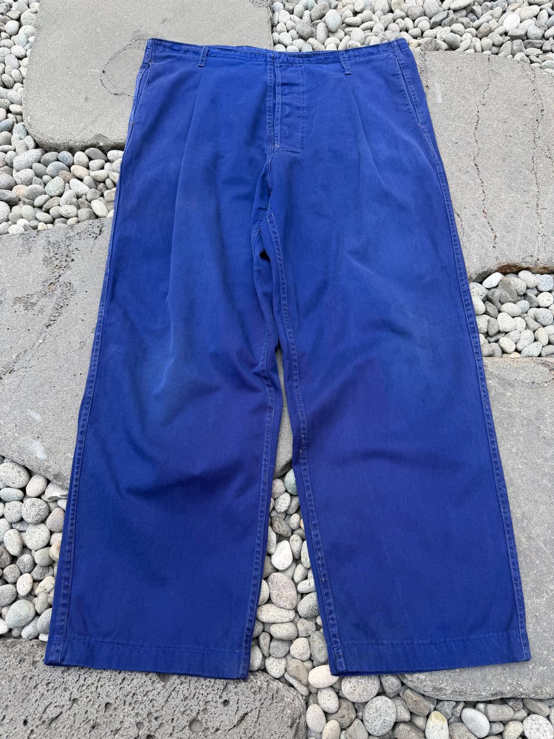1970s FRIENDSHIP FADED NAVY 프렌치워크 와이드팬츠 상품이미지1