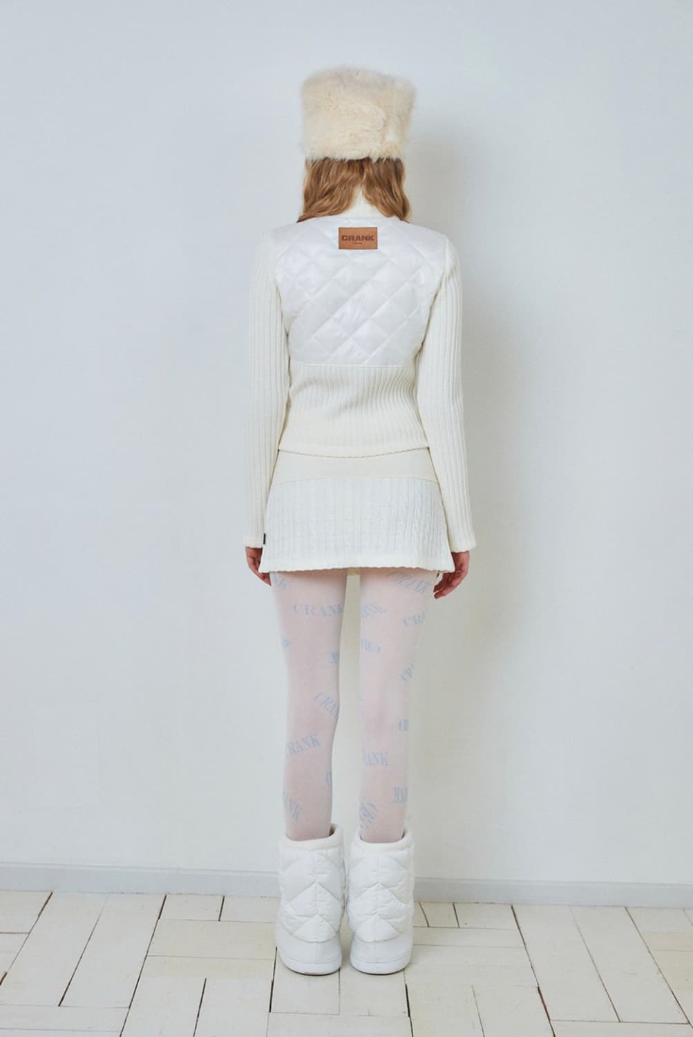 크랭크 아이보리 패딩 니트 집업 상품이미지4