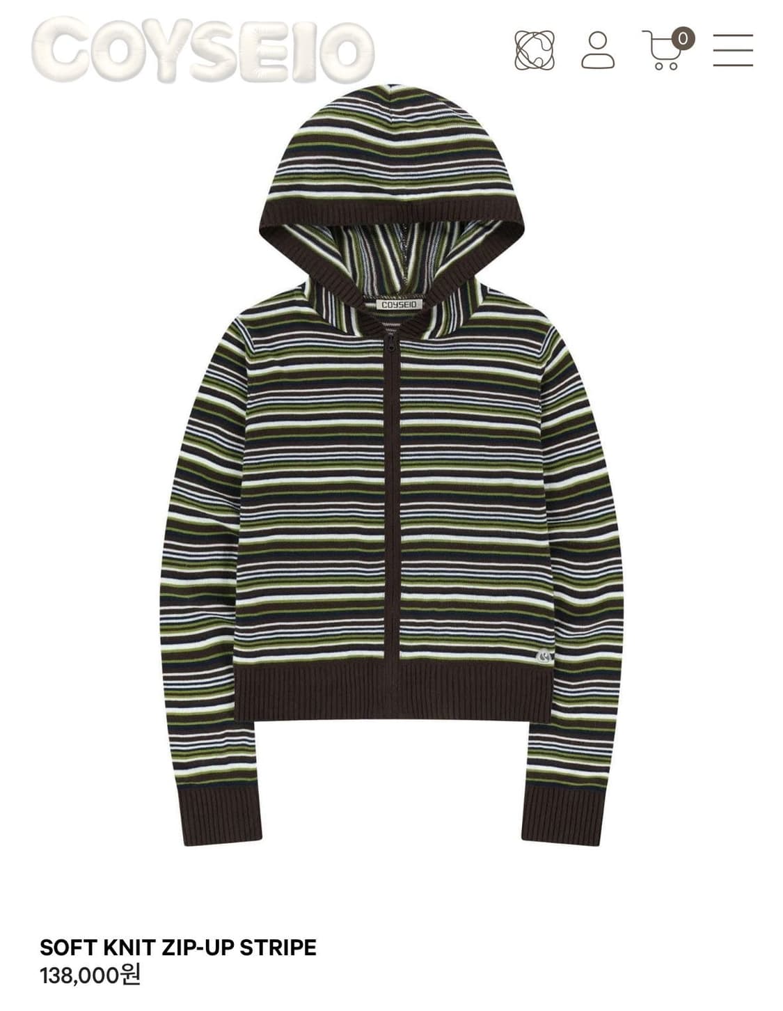 코이세이오 소프트 니트 집업 스트라이프 상품이미지1