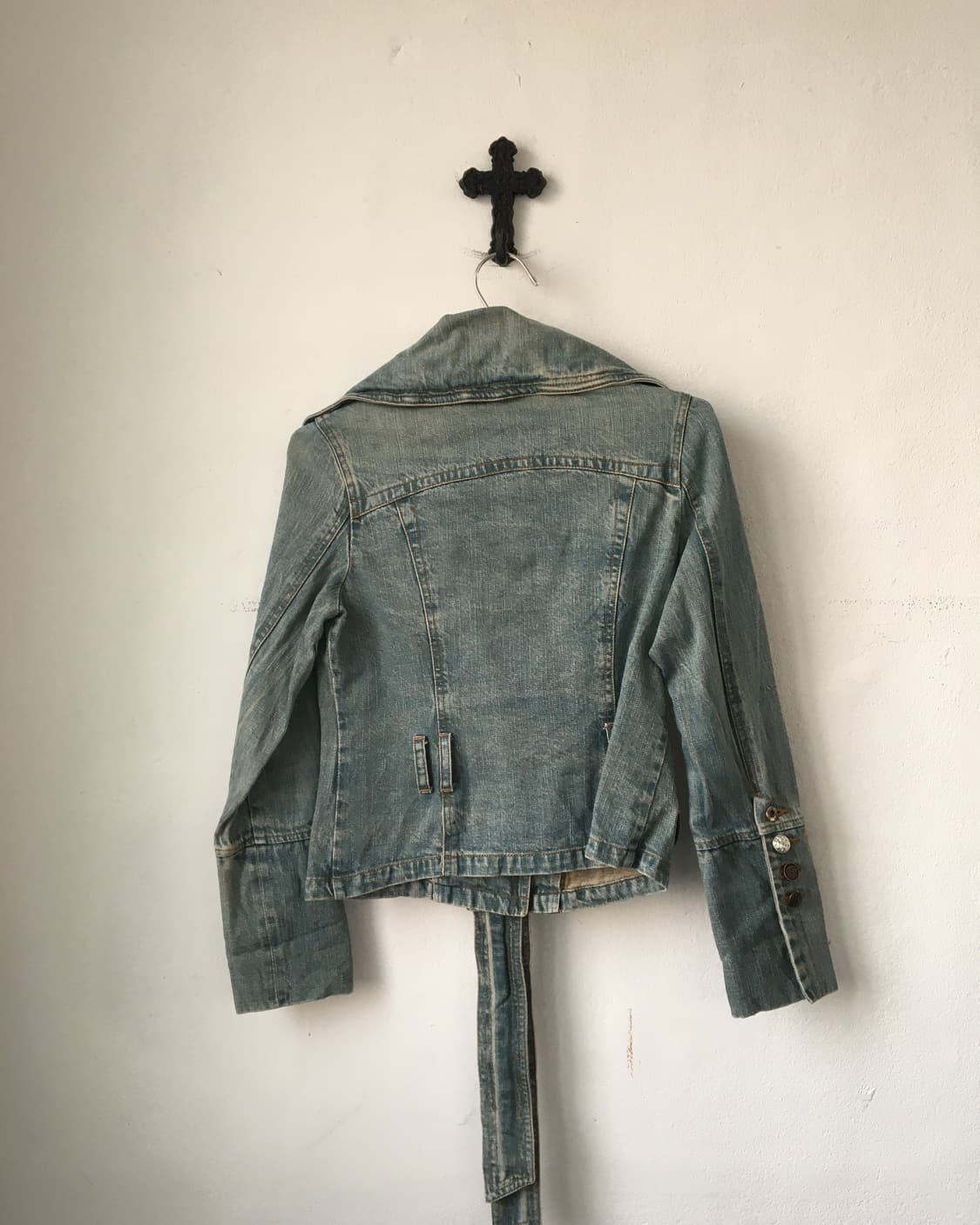 Belted button point denim jacket 상품이미지3