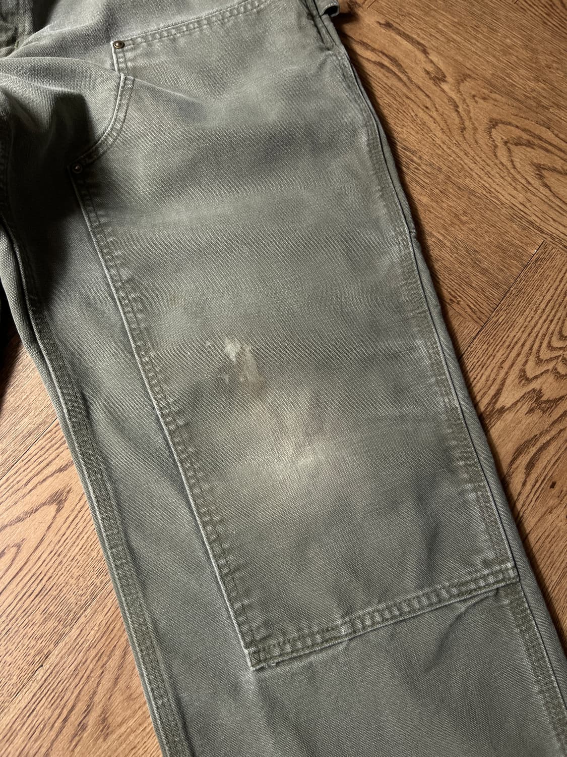 [36]칼하트 USA 빈티지 워싱 모스그린 더블니 워크 팬츠 상품이미지4