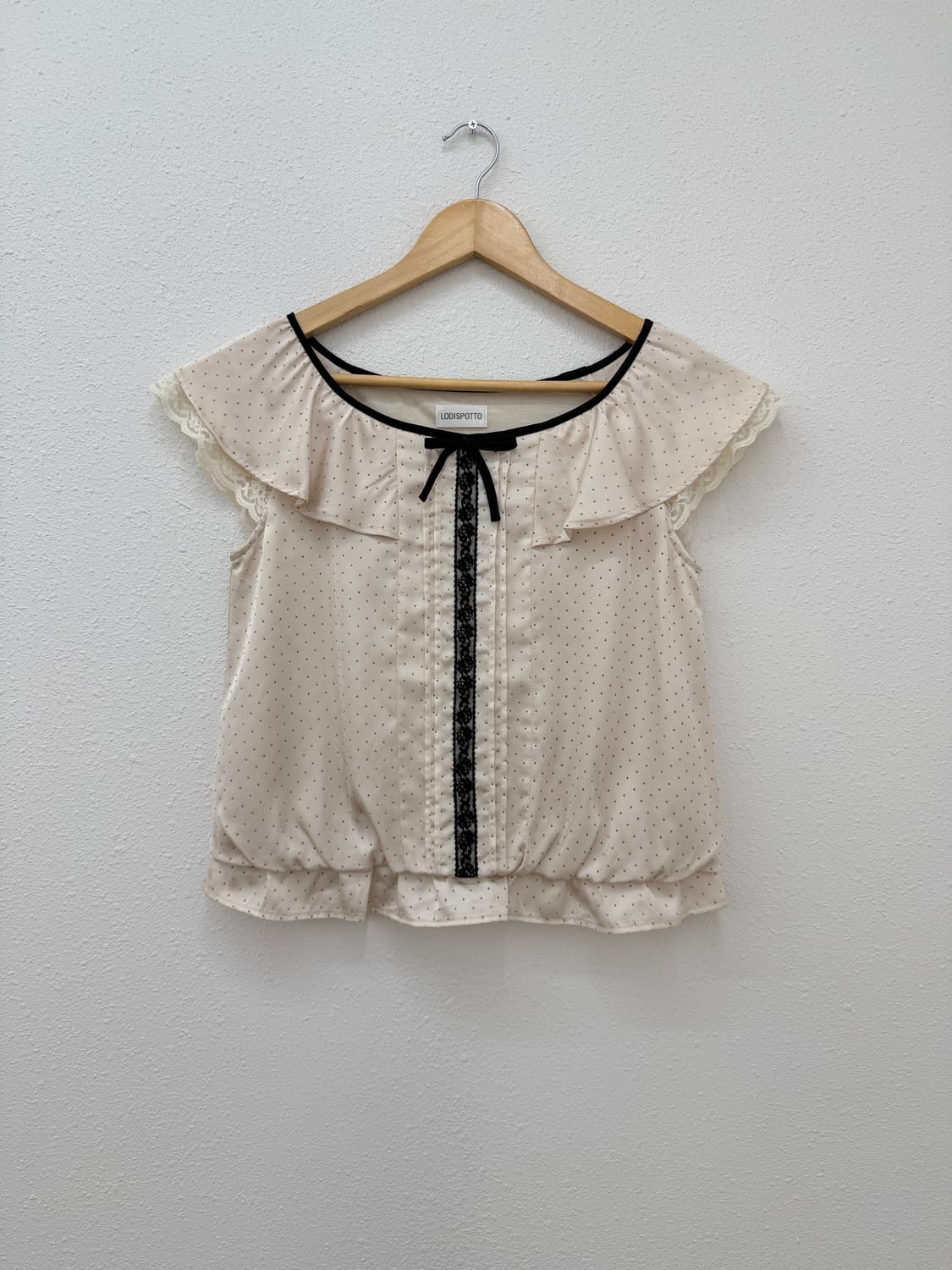 빈티지 LODISPOTTO 도트 리본 프릴 블라우스 상품이미지2
