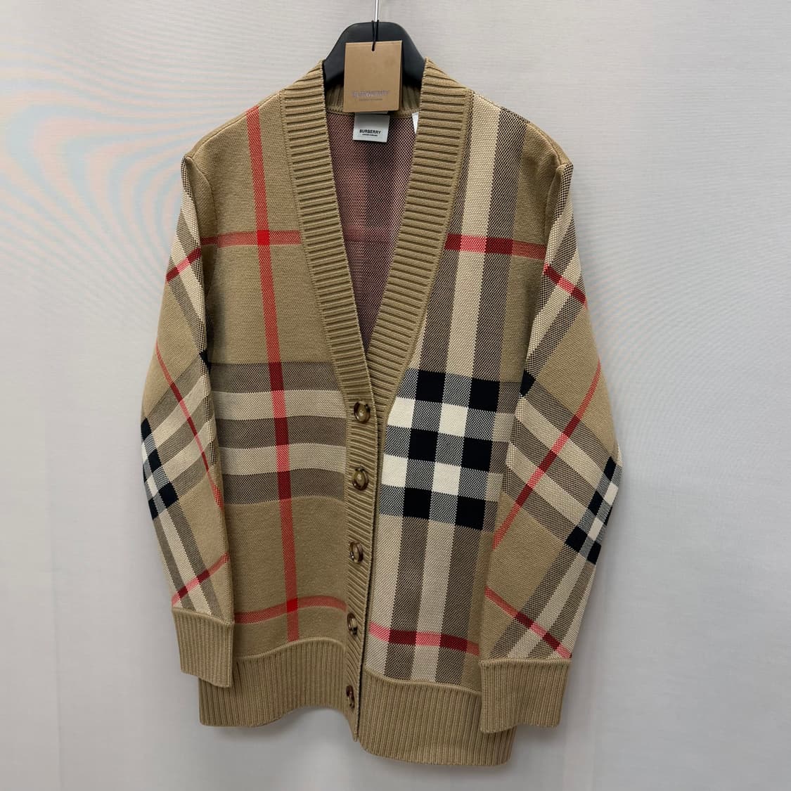 버버리 체크 울 블렌드 가디건 (95)  상품이미지3