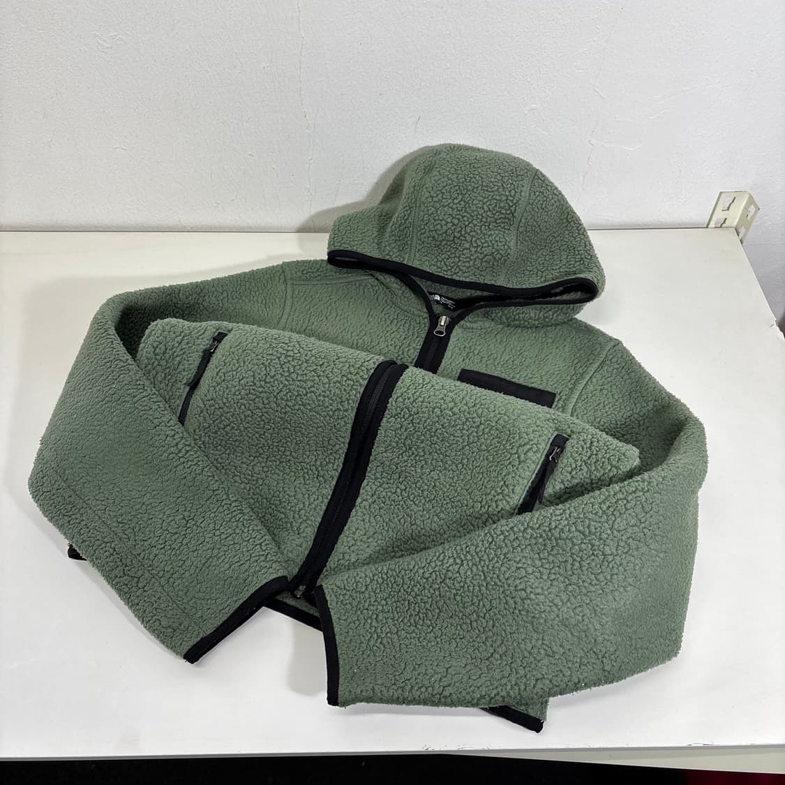 14-16Y 노스페이스키즈 그린 후드후리스 플리스집업 상품이미지2