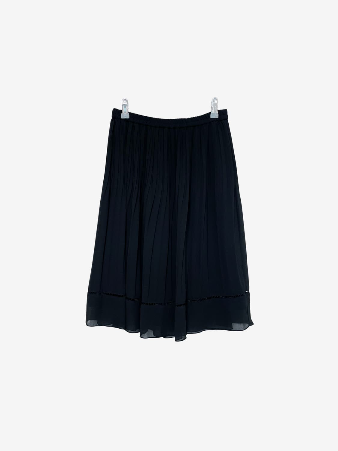 Punching Hem Pleated Midi Skirt - Black 상품이미지5