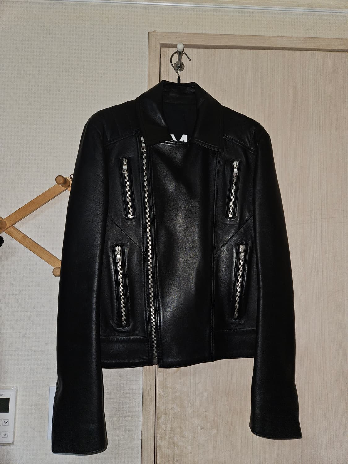 (48) 발망 블랙 램스킨 바이커 zip 레더 자켓 상품이미지1