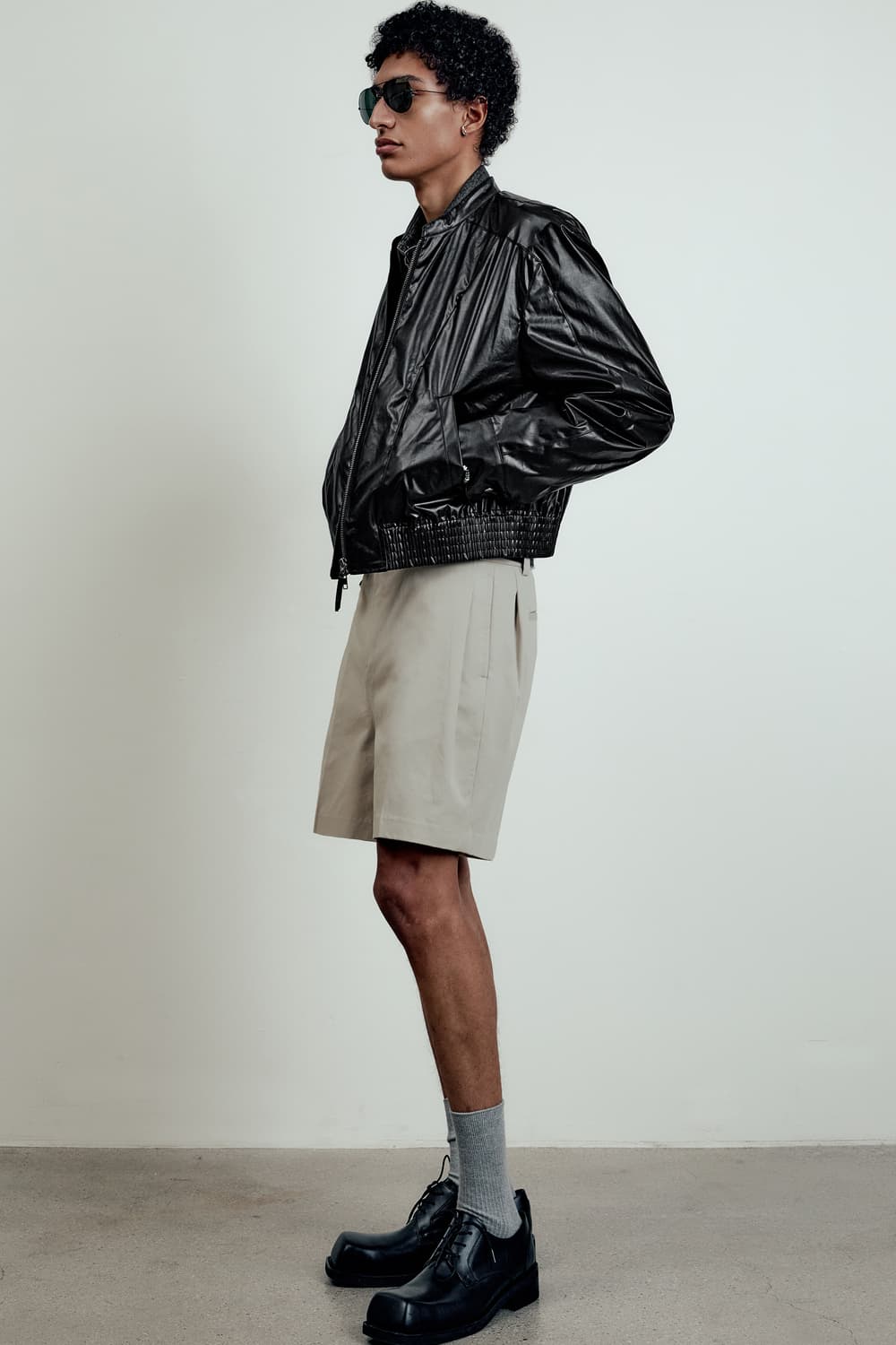 [44] 엘무드 글레이즈드 코튼 바이커 자켓 블랙 상품이미지8