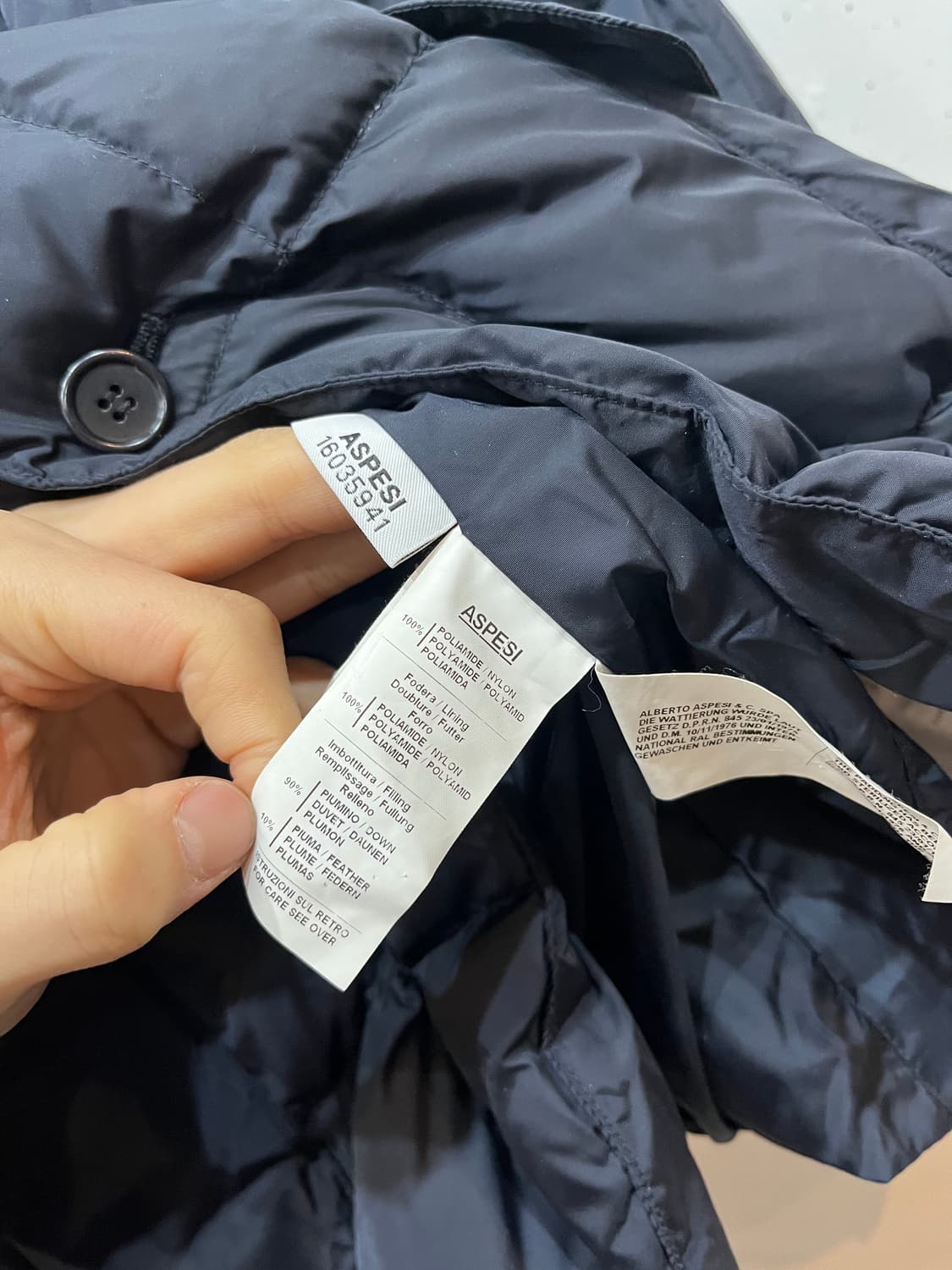 ASPESI 아스페시 구스다운 퀼팅 패딩 네이비 M 상품이미지6