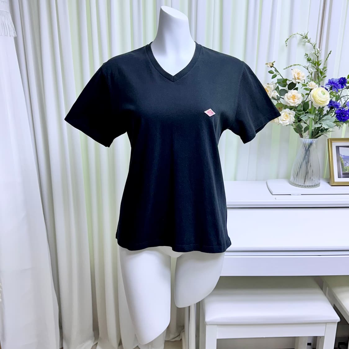 단톤 코튼 브이넥 반팔티셔츠 36 상품이미지1