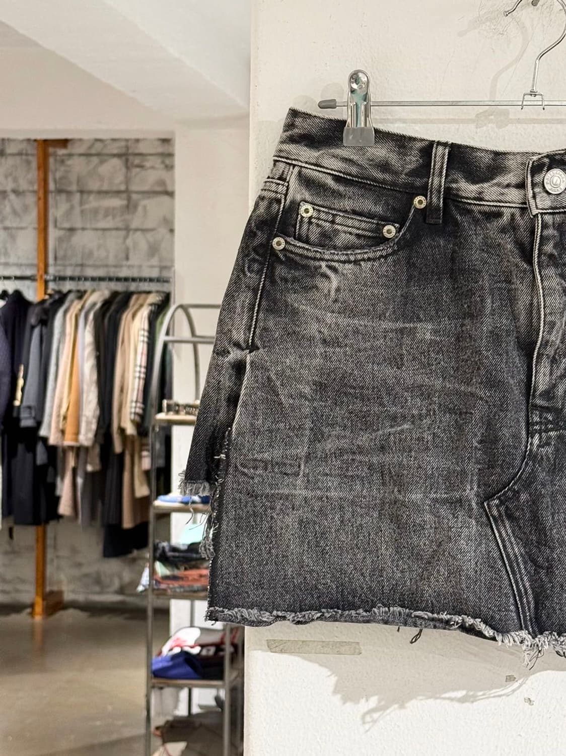 발렌시아가 흑청 워싱 데님 미니 스커트 숏팬츠 상품이미지2