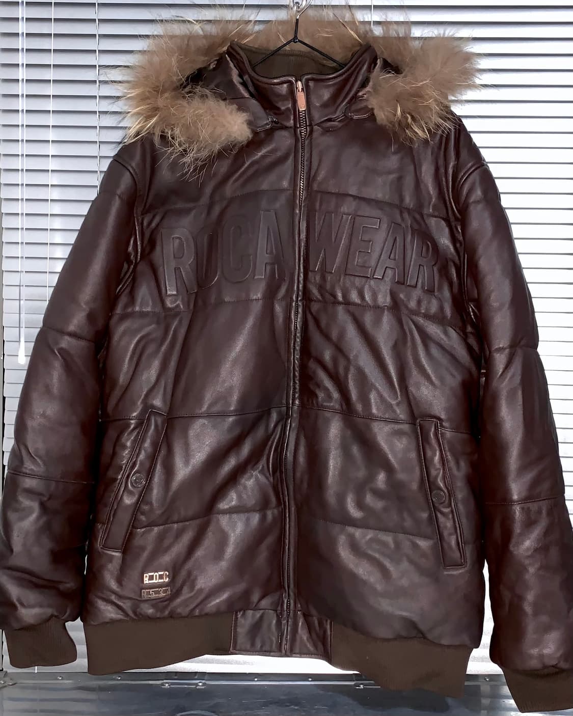 2000s 빈티지 로카웨어 가죽 & 퍼 트리밍 패딩 코트 상품이미지2